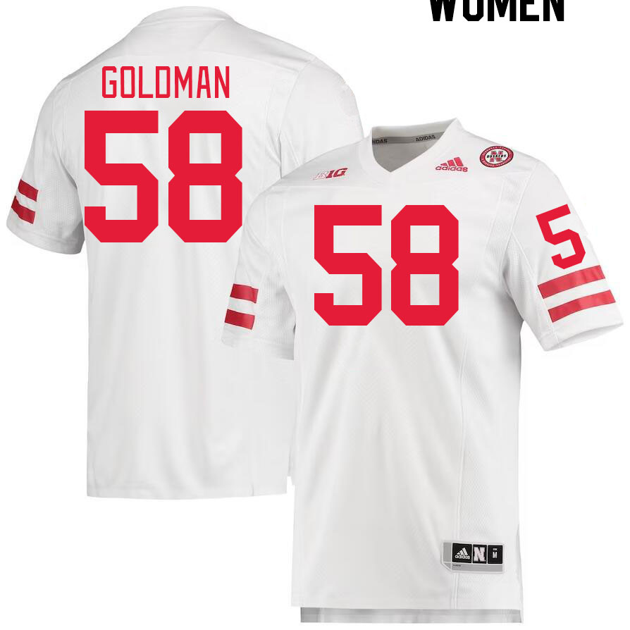 Women #58 Mason Goldman Nebraska Cornhuskers College Football Jerseys Stitched Sale-White - Click Image to Close